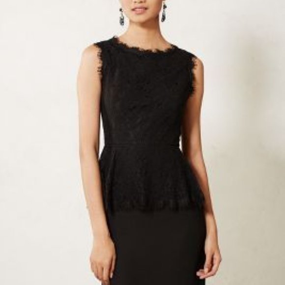 Maeve Dresses & Skirts - Elegant Maeve Black Peplum Lace Dress from Anthropologie - Caldora